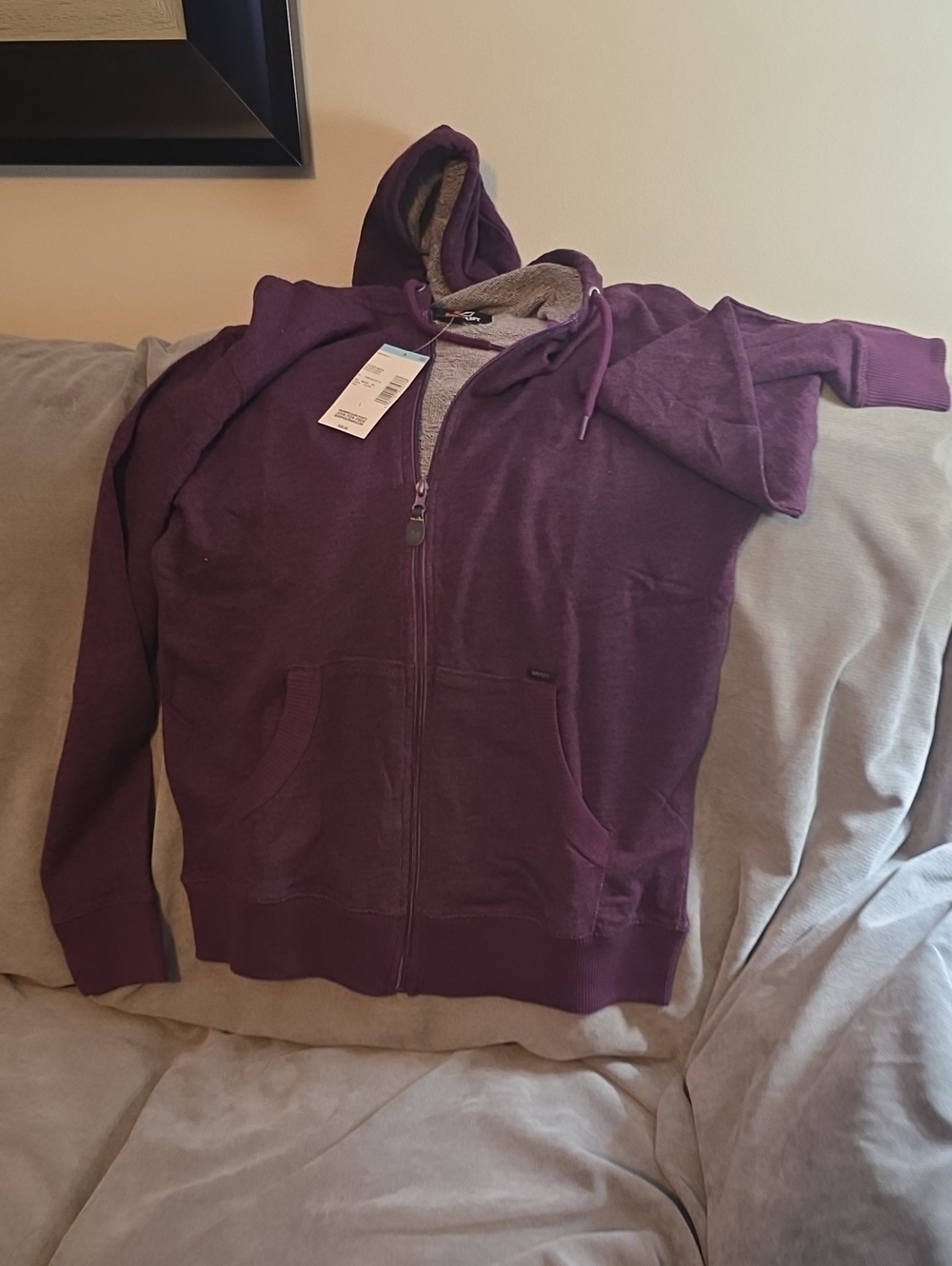 Men's Purple Full-Zip Hooded Jacket (L)